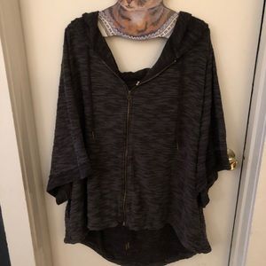 Zipped Up Hooded Poncho